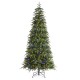 Glitzhome 7.5ft Pre-Lit Green Slim Fir Artificial Christmas Tree with 400 Warm White/Multi-color LED Lights, 9 Function, w/Remote Control