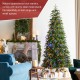 Glitzhome 7.5ft Pre-Lit Green Slim Fir Artificial Christmas Tree with 400 Warm White/Multi-color LED Lights, 9 Function, w/Remote Control
