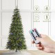 Glitzhome 7.5ft Pre-Lit Green Slim Fir Artificial Christmas Tree with 400 Warm White/Multi-color LED Lights, 9 Function, w/Remote Control