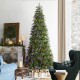 Glitzhome 9ft Pre-Lit Green Slim Fir Artificial Christmas Tree with 650 Warm White/Multi-color LED Lights, 9 Function, w/Remote Control, Simple Setup