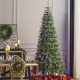 Glitzhome 9ft Pre-Lit Green Slim Fir Artificial Christmas Tree with 650 Warm White/Multi-color LED Lights, 9 Function, w/Remote Control, Simple Setup