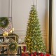 Glitzhome 9ft Pre-Lit Green Slim Fir Artificial Christmas Tree with 650 Warm White/Multi-color LED Lights, 9 Function, w/Remote Control, Simple Setup