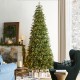 Glitzhome 9ft Pre-Lit Green Slim Fir Artificial Christmas Tree with 650 Warm White/Multi-color LED Lights, 9 Function, w/Remote Control, Simple Setup