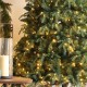 Glitzhome 9ft Pre-Lit Green Slim Fir Artificial Christmas Tree with 650 Warm White/Multi-color LED Lights, 9 Function, w/Remote Control, Simple Setup