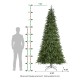 Glitzhome 9ft Pre-Lit Green Slim Fir Artificial Christmas Tree with 650 Warm White/Multi-color LED Lights, 9 Function, w/Remote Control, Simple Setup