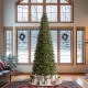 Glitzhome 11ft Pre-Lit Green Slim Fir Artificial Christmas Tree with 850 Warm White/Multi-color LED Lights, 9 Function, w/Remote Control, Simple Setup