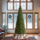 Glitzhome 11ft Pre-Lit Green Slim Fir Artificial Christmas Tree with 850 Warm White/Multi-color LED Lights, 9 Function, w/Remote Control, Simple Setup
