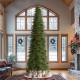 Glitzhome 15ft Pre-Lit Green Slim Fir Artificial Christmas Tree with 1500 Warm White/Multi-color LED Lights, 9 Function, w/Remote Control, Simple Setup