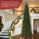 Glitzhome 15ft Pre-Lit Green Slim Fir Artificial Christmas Tree with 1500 Warm White/Multi-color LED Lights, 9 Function, w/Remote Control, Simple Setup