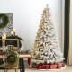Glitzhome 7.5ft Pre-Lit Flocked Full Spruce Artificial Christmas Tree with 500 Warm White C3 Clear LED Lights, 3 Function w/Foot Pedal