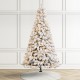 Glitzhome 7.5ft Pre-Lit Flocked Full Spruce Artificial Christmas Tree with 500 Warm White C3 Clear LED Lights, 3 Function w/Foot Pedal