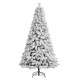 Glitzhome 7.5ft Pre-Lit Flocked Full Spruce Artificial Christmas Tree with 500 Warm White C3 Clear LED Lights, 3 Function w/Foot Pedal