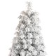 Glitzhome 7.5ft Pre-Lit Flocked Full Spruce Artificial Christmas Tree with 500 Warm White C3 Clear LED Lights, 3 Function w/Foot Pedal