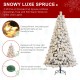 Glitzhome 7.5ft Pre-Lit Flocked Full Spruce Artificial Christmas Tree with 500 Warm White C3 Clear LED Lights, 3 Function w/Foot Pedal