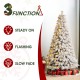 Glitzhome 7.5ft Pre-Lit Flocked Full Spruce Artificial Christmas Tree with 500 Warm White C3 Clear LED Lights, 3 Function w/Foot Pedal