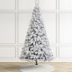 Glitzhome 7.5ft Pre-Lit Flocked Full Spruce Artificial Christmas Tree with 500 Warm White C3 Clear LED Lights, 3 Function w/Foot Pedal