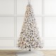 Glitzhome 9ft Pre-Lit Flocked Full Spruce Artificial Christmas Tree with 700 Warm White C3 Clear LED Lights, 3 Function w/Foot Pedal, Simple Setup