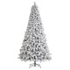 Glitzhome 9ft Pre-Lit Flocked Full Spruce Artificial Christmas Tree with 700 Warm White C3 Clear LED Lights, 3 Function w/Foot Pedal, Simple Setup