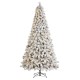 Glitzhome 9ft Pre-Lit Flocked Full Spruce Artificial Christmas Tree with 700 Warm White C3 Clear LED Lights, 3 Function w/Foot Pedal, Simple Setup