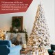 Glitzhome 9ft Pre-Lit Flocked Full Spruce Artificial Christmas Tree with 700 Warm White C3 Clear LED Lights, 3 Function w/Foot Pedal, Simple Setup