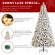 Glitzhome 9ft Pre-Lit Flocked Full Spruce Artificial Christmas Tree with 700 Warm White C3 Clear LED Lights, 3 Function w/Foot Pedal, Simple Setup