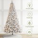 Glitzhome 9ft Pre-Lit Flocked Full Spruce Artificial Christmas Tree with 700 Warm White C3 Clear LED Lights, 3 Function w/Foot Pedal, Simple Setup