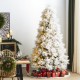 Glitzhome 7.5ft Pre-Lit Flocked Full Pine Artificial Christmas Tree with 650 G40 Warm White Globe LED Lights, 3 Function w/Foot Pedal