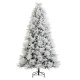 Glitzhome 7.5ft Pre-Lit Flocked Full Pine Artificial Christmas Tree with 650 G40 Warm White Globe LED Lights, 3 Function w/Foot Pedal