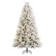 Glitzhome 7.5ft Pre-Lit Flocked Full Pine Artificial Christmas Tree with 650 G40 Warm White Globe LED Lights, 3 Function w/Foot Pedal