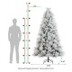 Glitzhome 7.5ft Pre-Lit Flocked Full Pine Artificial Christmas Tree with 650 G40 Warm White Globe LED Lights, 3 Function w/Foot Pedal