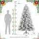 Glitzhome 7.5ft Pre-Lit Flocked Full Pine Artificial Christmas Tree with 650 G40 Warm White Globe LED Lights, 3 Function w/Foot Pedal