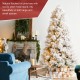 Glitzhome 7.5ft Pre-Lit Flocked Full Pine Artificial Christmas Tree with 650 G40 Warm White Globe LED Lights, 3 Function w/Foot Pedal