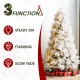 Glitzhome 7.5ft Pre-Lit Flocked Full Pine Artificial Christmas Tree with 650 G40 Warm White Globe LED Lights, 3 Function w/Foot Pedal