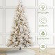 Glitzhome 7.5ft Pre-Lit Flocked Full Pine Artificial Christmas Tree with 650 G40 Warm White Globe LED Lights, 3 Function w/Foot Pedal