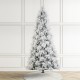 Glitzhome 9ft Pre-Lit Flocked Full Pine Artificial Christmas Tree with 800 G40 Warm White Globe LED Lights, 3 Function w/Foot Pedal, Simple Setup