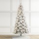 Glitzhome 9ft Pre-Lit Flocked Full Pine Artificial Christmas Tree with 800 G40 Warm White Globe LED Lights, 3 Function w/Foot Pedal, Simple Setup