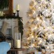 Glitzhome 9ft Pre-Lit Flocked Full Pine Artificial Christmas Tree with 800 G40 Warm White Globe LED Lights, 3 Function w/Foot Pedal, Simple Setup