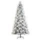 Glitzhome 9ft Pre-Lit Flocked Full Pine Artificial Christmas Tree with 800 G40 Warm White Globe LED Lights, 3 Function w/Foot Pedal, Simple Setup