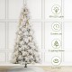 Glitzhome 9ft Pre-Lit Flocked Full Pine Artificial Christmas Tree with 800 G40 Warm White Globe LED Lights, 3 Function w/Foot Pedal, Simple Setup
