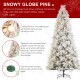 Glitzhome 9ft Pre-Lit Flocked Full Pine Artificial Christmas Tree with 800 G40 Warm White Globe LED Lights, 3 Function w/Foot Pedal, Simple Setup