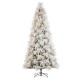 Glitzhome 9ft Pre-Lit Flocked Full Pine Artificial Christmas Tree with 800 G40 Warm White Globe LED Lights, 3 Function w/Foot Pedal, Simple Setup