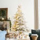 Glitzhome 7.5ft Pre-Lit Flocked Full Fir Artificial Christmas Tree with 580 Warm White/Multicolor LED Lights, 9 Function w/Foot Pedal
