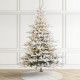 Glitzhome 7.5ft Pre-Lit Flocked Full Fir Artificial Christmas Tree with 580 Warm White/Multicolor LED Lights, 9 Function w/Foot Pedal