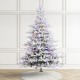 Glitzhome 7.5ft Pre-Lit Flocked Full Fir Artificial Christmas Tree with 580 Warm White/Multicolor LED Lights, 9 Function w/Foot Pedal