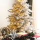 Glitzhome 7.5ft Pre-Lit Flocked Full Fir Artificial Christmas Tree with 580 Warm White/Multicolor LED Lights, 9 Function w/Foot Pedal