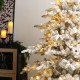Glitzhome 7.5ft Pre-Lit Flocked Full Fir Artificial Christmas Tree with 580 Warm White/Multicolor LED Lights, 9 Function w/Foot Pedal