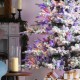 Glitzhome 7.5ft Pre-Lit Flocked Full Fir Artificial Christmas Tree with 580 Warm White/Multicolor LED Lights, 9 Function w/Foot Pedal
