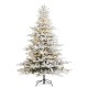 Glitzhome 7.5ft Pre-Lit Flocked Full Fir Artificial Christmas Tree with 580 Warm White/Multicolor LED Lights, 9 Function w/Foot Pedal
