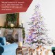Glitzhome 7.5ft Pre-Lit Flocked Full Fir Artificial Christmas Tree with 580 Warm White/Multicolor LED Lights, 9 Function w/Foot Pedal