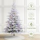 Glitzhome 7.5ft Pre-Lit Flocked Full Fir Artificial Christmas Tree with 580 Warm White/Multicolor LED Lights, 9 Function w/Foot Pedal